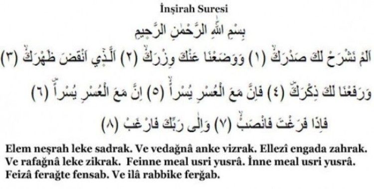 Rüyada inşirah suresi görmek