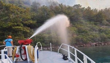 Ulaştırma ve Altyapı Bakanlığı, hızlı tahlisiye botu ile yangına denizden müdahale etti