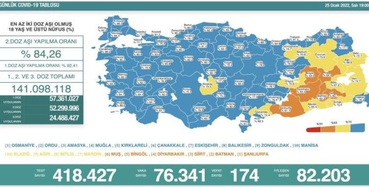 Türkiye'de koronavirüs: Günlük vaka sayısı 76 bini aştı