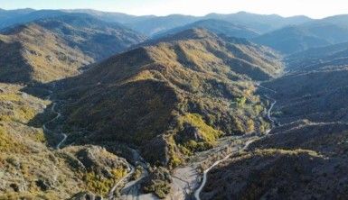 Kastamonu'da sonbahar manzarası dron ile görüntülendi