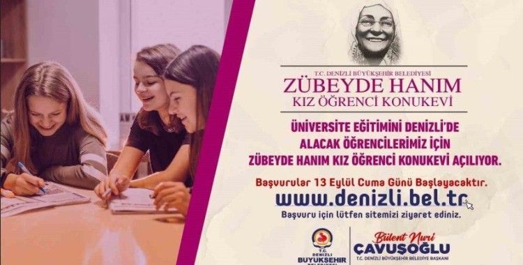 Denizli Büyükşehir, Zübeyde Hanım Kız Öğrenci Konukevi kayıtları başlıyor
