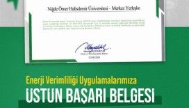 Enerji ve Tabii Kaynaklar Bakanlığı tarafından NÖHÜ’ye ’Üstün Başarı Belgesi’ verildi
