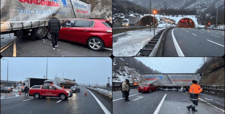 Anadolu Otoyolu'nun Bolu kesiminde makaslayan tıra otomobilin çarptığı kaza ulaşımı aksattı