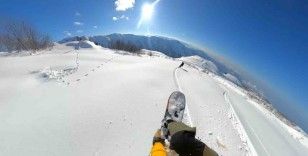 Handüzü Yaylası’na snowboardçu ilgisi
