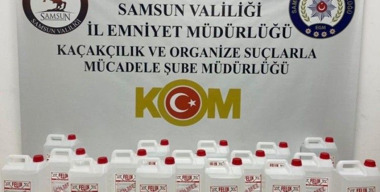 Samsun'da 80 litre kaçak etil alkol ele geçirildi