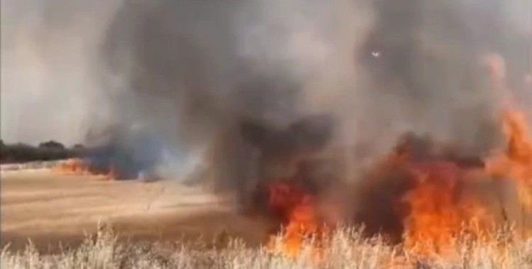 Edirne’de buğday tarlaları alev alev yandı
