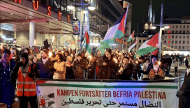 İsveç'te yılbaşı kutlamasını iptal eden yüzlerce kişi Filistin'e destek gösterisi düzenledi